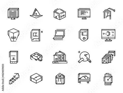 Digital Hustle Hub Minimalist 2D Line Art