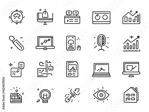 Digital Hustle Hub Minimalist 2D Line Art Variation 