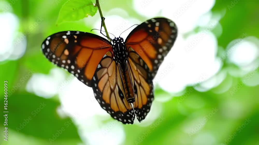 Butterfly metamorphosis, hanging, green foliage, bokeh background, nature photography Butterfly metamorphosis, hanging, green foliage, bokeh background, nature photography