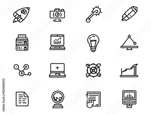 Digital Hustle Hub Minimalist 2D Line Art Variation 