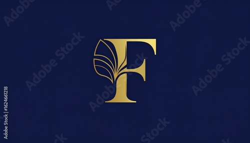 Elegant Gold Letter F Logo: Luxury Monogram Design for Branding & Identity