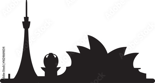Sydney Cityscape Silhouette Vector Illustration of Australia's Skyline with Opera House Landmark