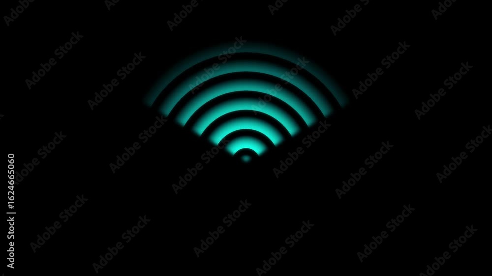Wi Fi radar icon. Digital new internet wi-fi connection icon. waves. Cyan color technology on black background.
Wi Fi radar icon. Digital new internet wi-fi connection icon. waves. Cyan color technology on black background.