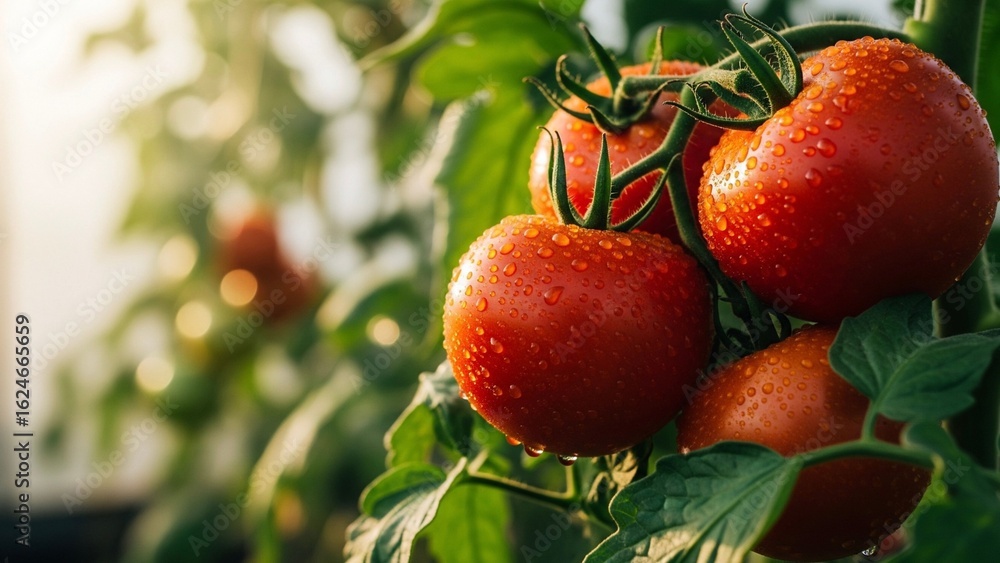 Obraz premium Red tomatoes in a greenhouse
