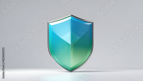 Minimal 3D-rendered safety shield symbolizing cyber protection with smooth gradients on white backdrop
