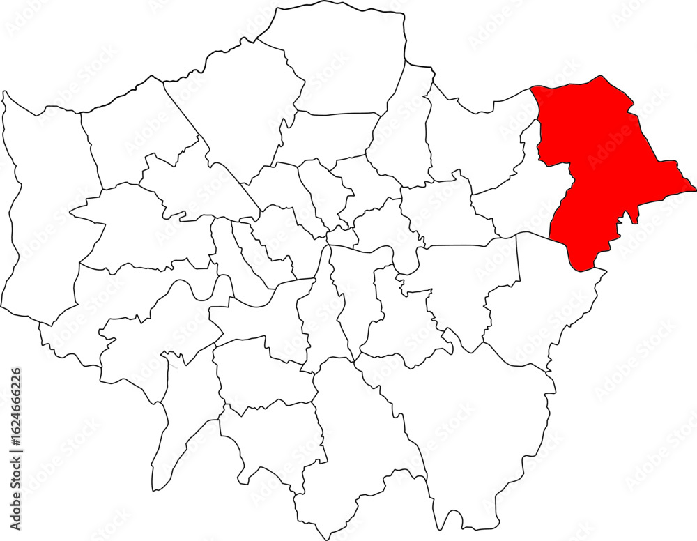 Map of London highlighting the Havering borough. Ideal for local government, travel resources, and geographic information focusing on the area Map of London highlighting the Havering borough. Ideal for local government, travel resources, and geographic information focusing on the area