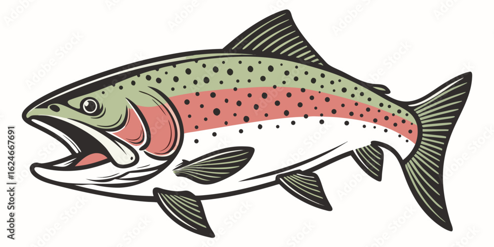 Fototapeta premium Graphic Trout for Outdoor Logos