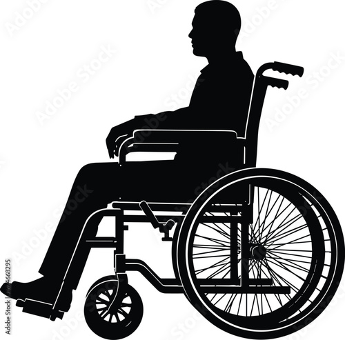 Wheelchair silhouette, disabled person, mobility aid, healthcare access, physical disability, rehabilitation support, inclusive lifestyle, patient independence, medical assistance