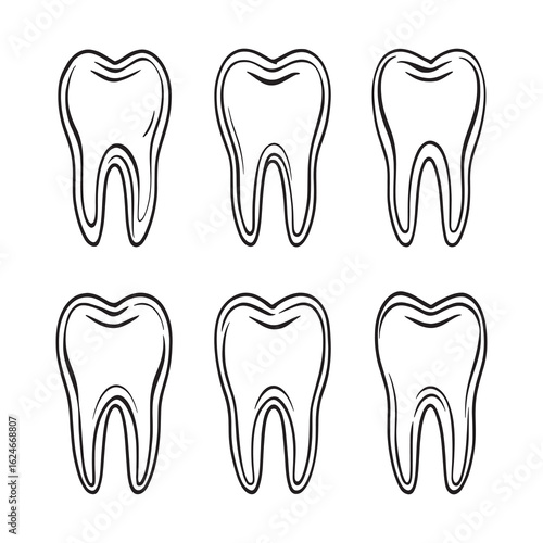 Healthy clean tooth line art vector illustration.eps