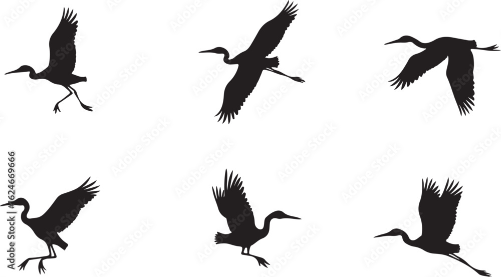 Obraz premium Black Flying Bird Clipart Set