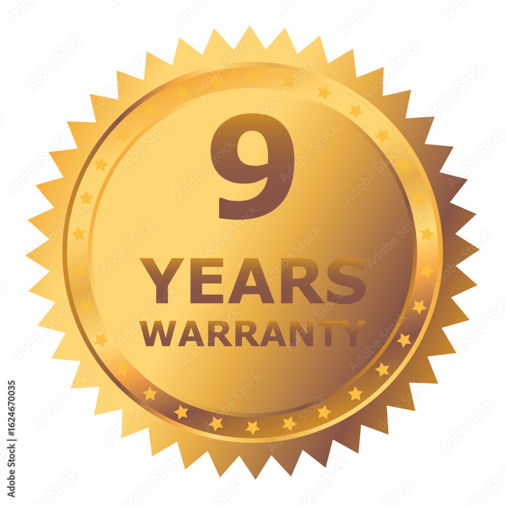 Naklejka premium 9 Years warranty label, badge, icon, logo