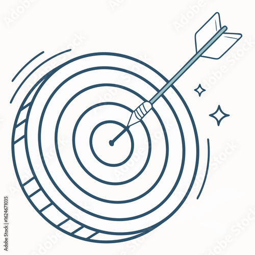 Arrow hitting the center of target, achieving success, isolated on white background
