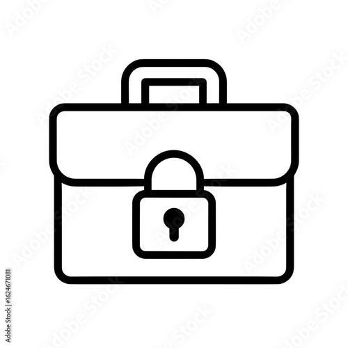 Briefcase with lock symbolizing job insecurity and economic restrictions (Outline icon)