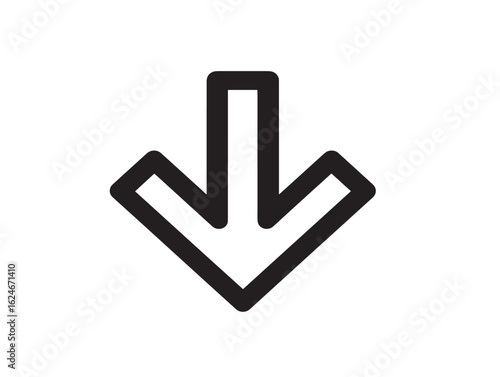 Clean outline arrow down icon illustration