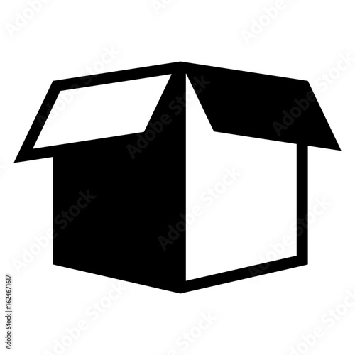 Icono con silueta de caja de cartón abierta