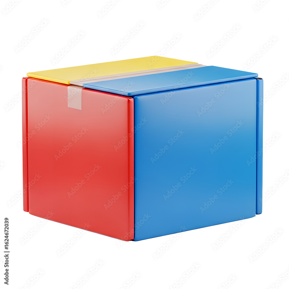 Vibrant shipping box sealed with tape ready for delivery and distribution Vibrant shipping box sealed with tape ready for delivery and distribution