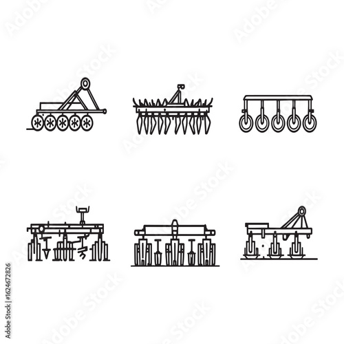 Minimalist agricultural plough vector farming tool artwork.eps