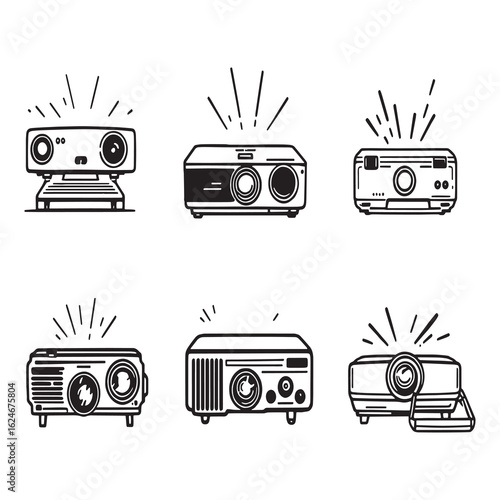 minimalist projector vector drawing in clean line style.eps