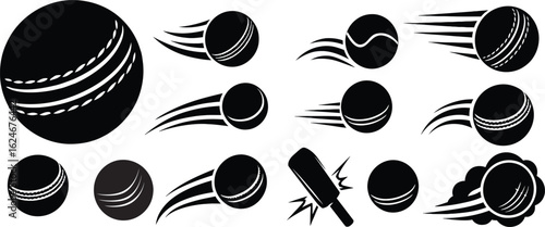 Cricket Ball Motion Icon Set