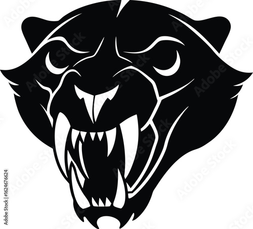 saber toothed tiger skull on white background.eps