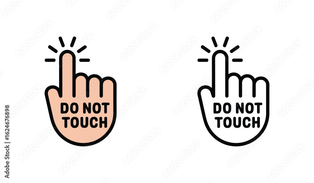 Obraz premium Do Not Touch Icons Warning Notification Preventing Contact Risk Avoidance Gesture Symbols