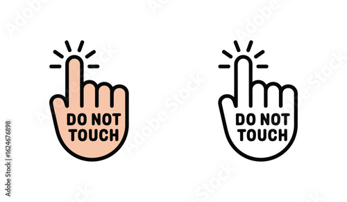Do Not Touch Icons Warning Notification Preventing Contact Risk Avoidance Gesture Symbols