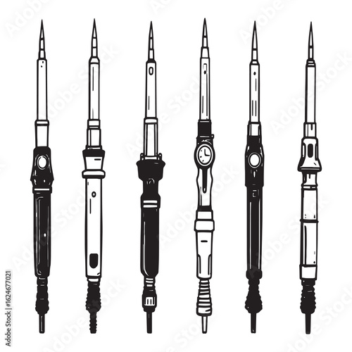 Minimalist soldering iron icon for technology and repair designs.eps
