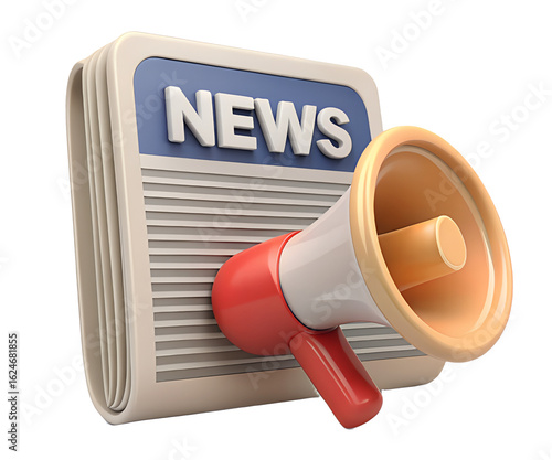3d render illustration of isolated transparent news and megaphone icon