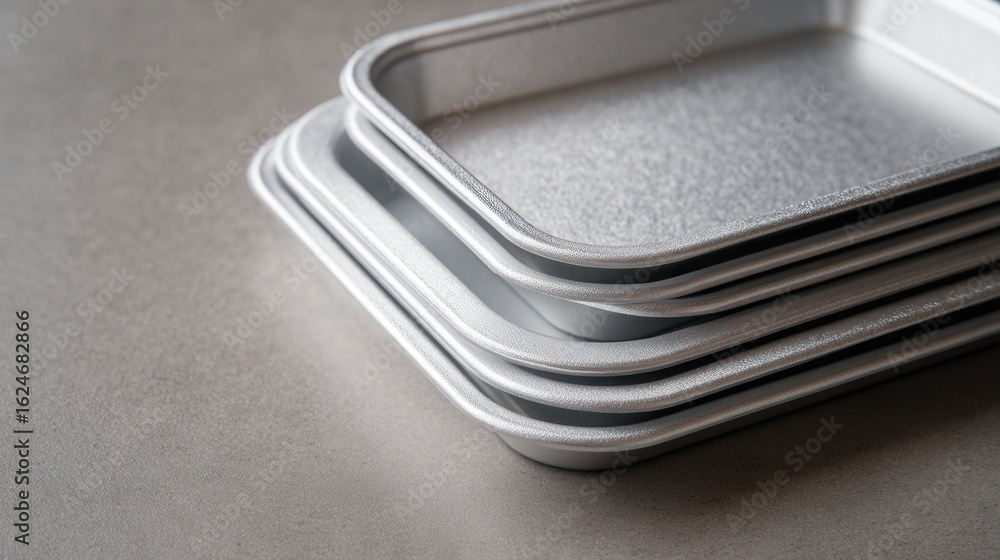 recycled aluminum food tray, matte silver finish, zero-waste packaging concept recycled aluminum food tray, matte silver finish, zero-waste packaging concept