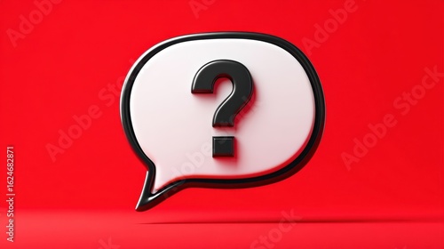The Question Mark Inside a Speech Bubble on a Vibrant Red Background