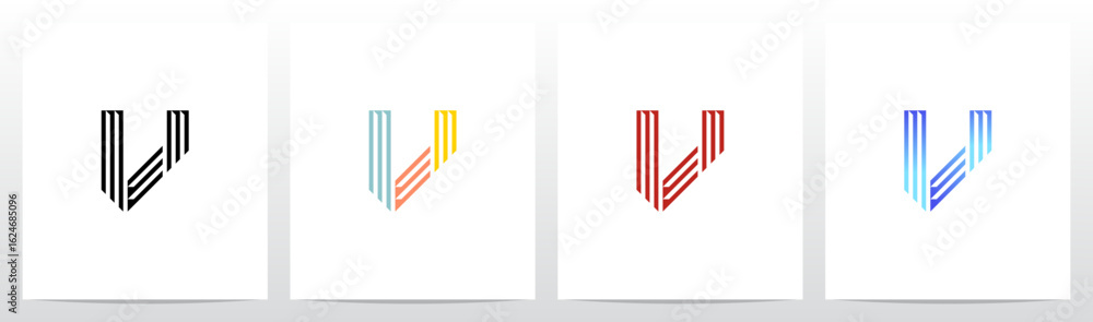 Retro Parallel Lines Letter Initial Alphabet Logo Design V Retro Parallel Lines Letter Initial Alphabet Logo Design V