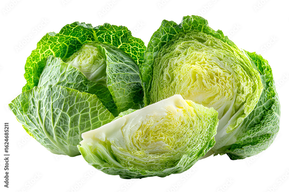 Obraz premium Fresh Green Savoy Cabbages Closeup Shot