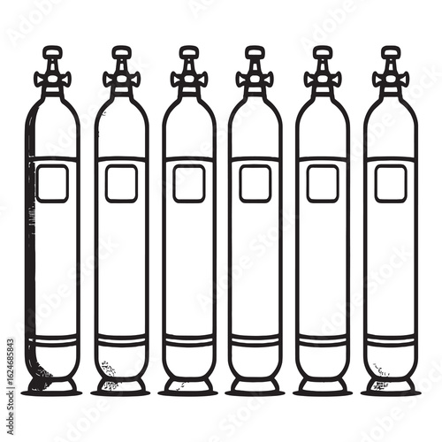 oxygen cylinders emergency rescue breathing apparatus vector illustration.eps