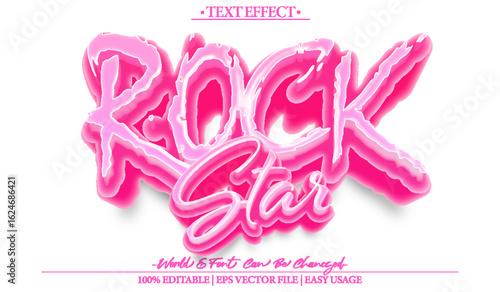 Rock Star Vector Text Effect Editable Alphabet Pink and White Music