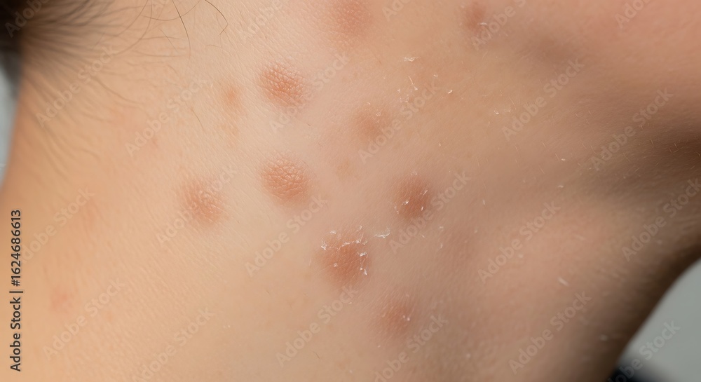 Fototapeta premium Hyperpigmented Tinea Versicolor Spots on the Side of the Neck