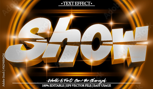 Show Vector Text Effect Editable Alphabet Yellow Cinematic Movie Standup Stage Nightclub