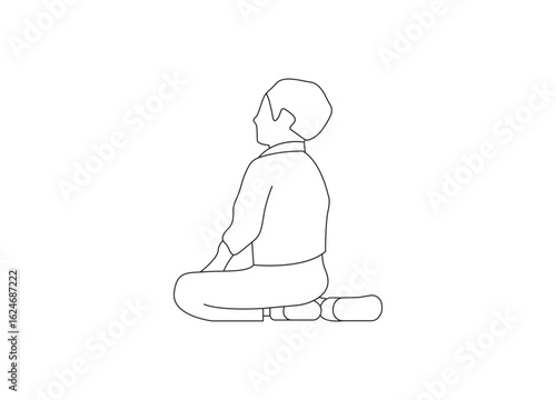 Meditation Silhouette: A line drawing captures the tranquility of seated meditation, with a figure immersed in introspection and mindfulness.