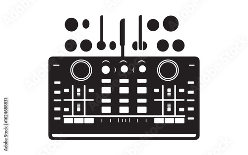 DJ Mixer Deck Silhouette Vector  Turntable Console Music Equipment Art
