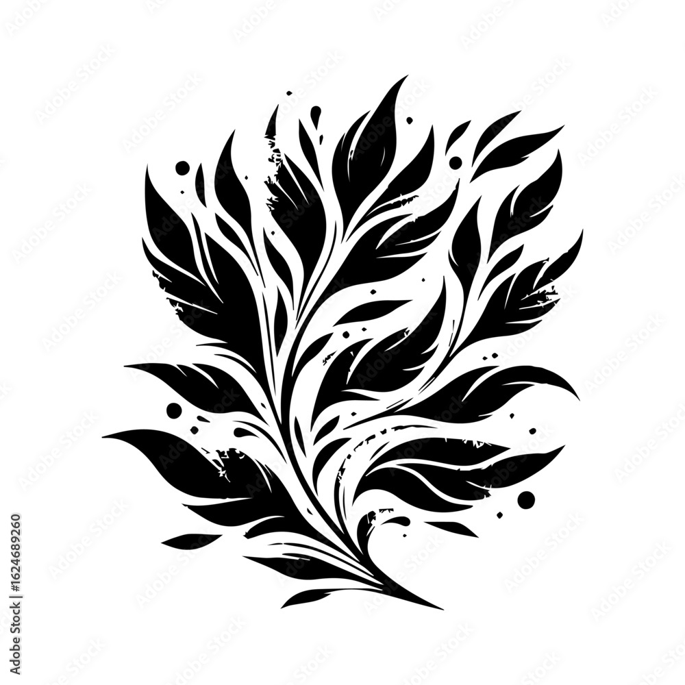 Obraz premium Abstract Black Flourish Plant Design.