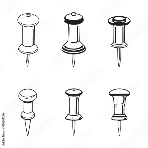 push pin simple line art vector illustration design.eps