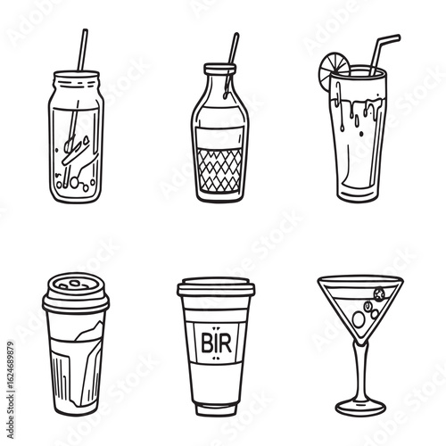refreshing soft drinks vector line art illustration design.eps