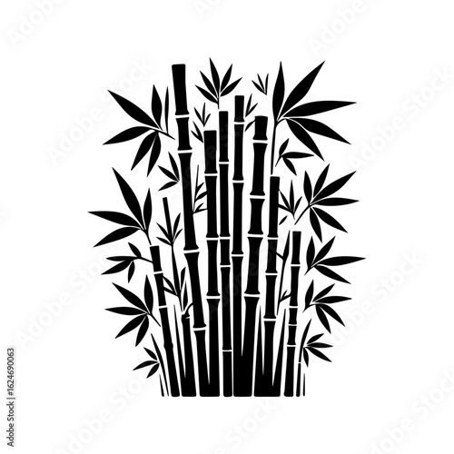 Wallpaper Mural Black Silhouette Bamboo Stalks and Leaves. Torontodigital.ca