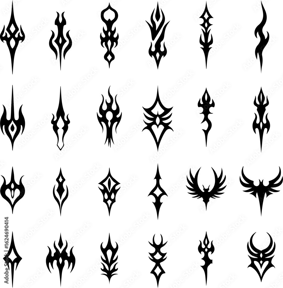 Tribal Tattoo, Abstract Tattoo, Black Ink, Geometric vector graphics Tribal Tattoo, Abstract Tattoo, Black Ink, Geometric vector graphics