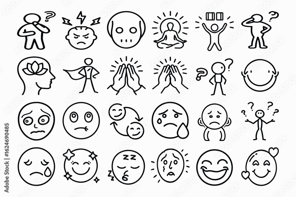 Fototapeta premium Mood emotion on people icon set vector