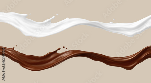 Milk and chocolate splash waves. Vector illustration