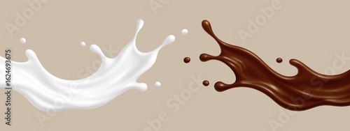 Milk and chocolate splashes. Vector illustration