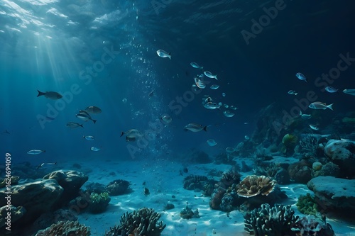 Wallpaper Mural Underwater Coral Reef Scene with Schools of Fish in Clear Blue Water Torontodigital.ca