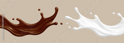Milk and chocolate splashes. Vector illustration