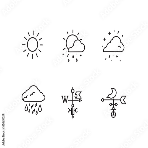 simple clean weather station outline drawing design concept.eps