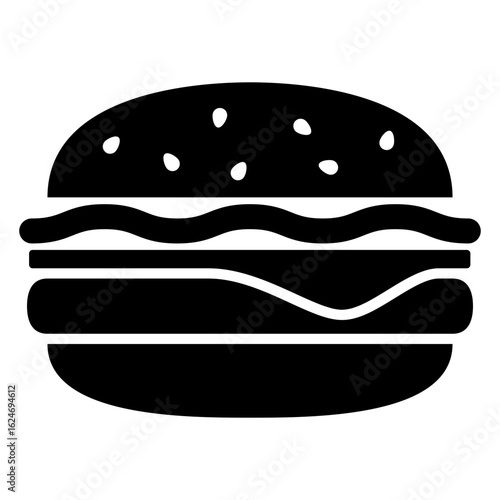 Logo restaurante comida rápida. Icono silueta de hamburguesa con queso	